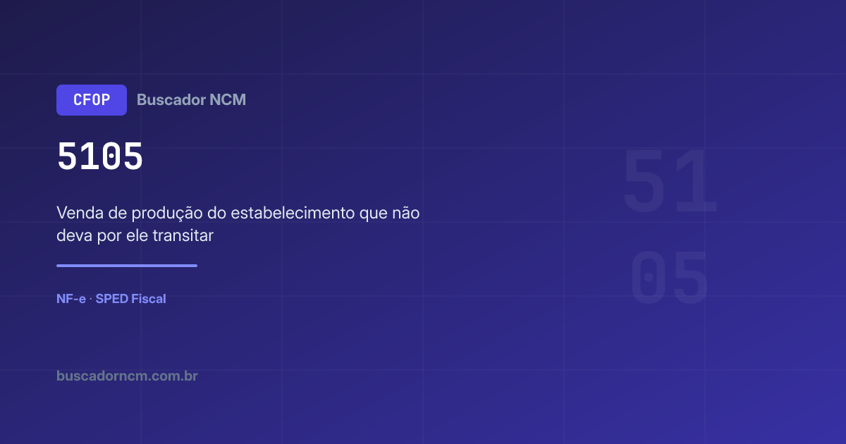 CFOP 5105 — Venda de produção do estabelecimento que não dev…