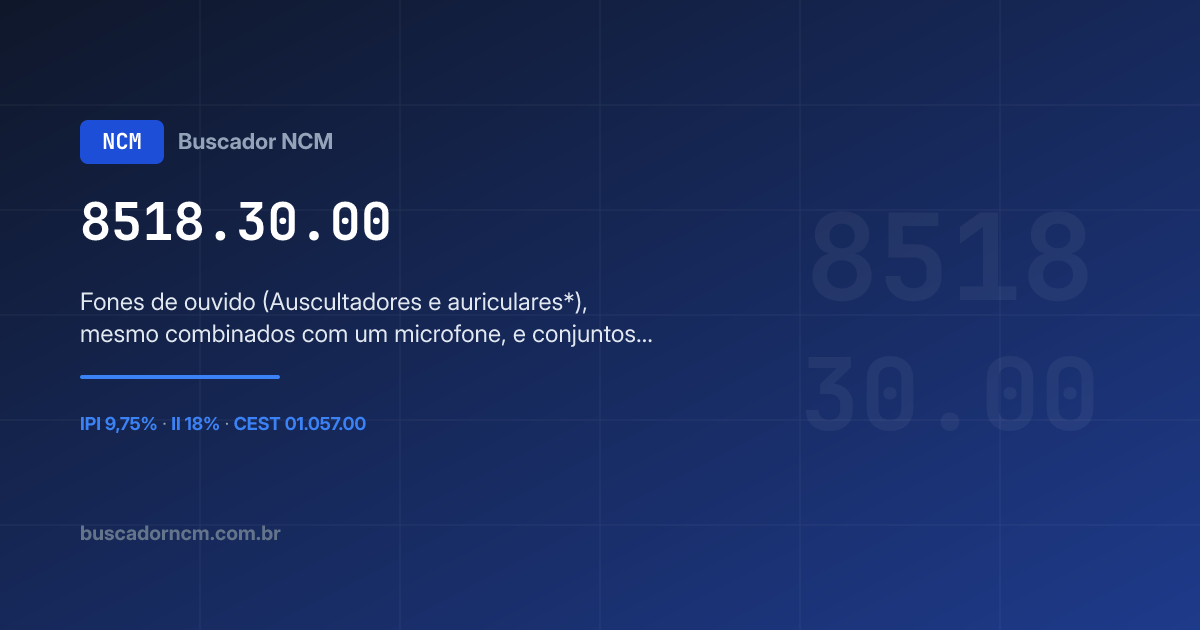 NCM 8518.30.00 — Fones de ouvido (Auscultadores e… · IPI 9,75%